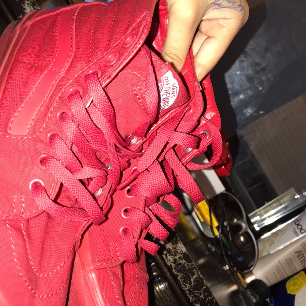 Red off the wall Vans